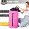 Backpack Laundry Bag, 115L Heavy Duty Extra Large College Laundry Backpack, Dirty Clothes Bag with Shoulder Straps, Laundry Hamper Bag with Drawstring Closure for College Dorm, Apartment Pink view 2
