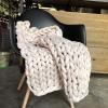 XWCG Chunky Knit Blanket Knitted Blanket Throw for Sofas Wool Blanket Knitted Blanket Throw Home Decor Gift Handmade Giant Soft Thick Chunky Knitted Blanket,White,100100cm view 4