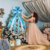 Christmas Tree Topper,48x13 inches Large Toppers Bow with Snowflake Pattern for Christmas Decoration view 4