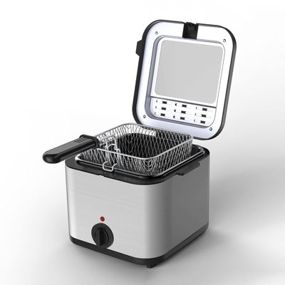 Deep Fryer,Deep Frying Pan With Lid And Basket,Easy Clean, Adjustable Temperature Control, 1000W,A