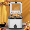 Deep Fryer,Deep Frying Pan With Lid And Basket,Easy Clean, Adjustable Temperature Control, 1000W,A view 2