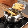 Deep Fryer Pot Mini,Stainless Steel Japanese Fryer Cooking Pot With Lid Temperature Control,Removable Oil Basket,Big view 2