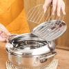 Deep Fryer Pot Mini,Stainless Steel Japanese Fryer Cooking Pot With Lid Temperature Control,Removable Oil Basket,Big view 3