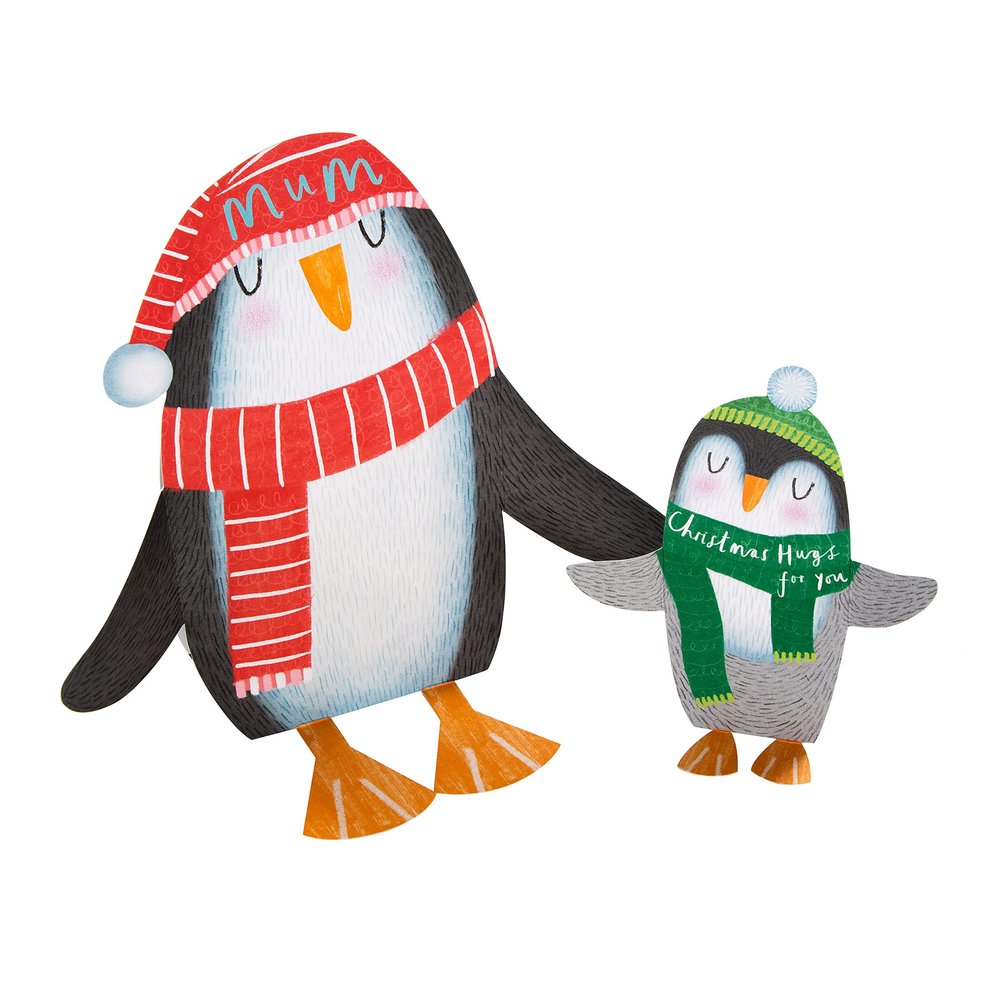 Hallmark Christmas Pop-Up Penguin Card for Mum - Two card set