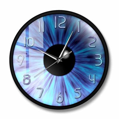 Blue Evil Eye Iris Pupil Printed Wall Clock for Optician Artwork Decor Silent Wall Watch Optometrist Gift-Metal_Frame_with_Acrylic_Glass