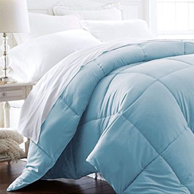 3 Piece Luxury Goose Down All Season Alternative Comforter Palatial King 120x98Hotel Quality Comforter Sky Blue