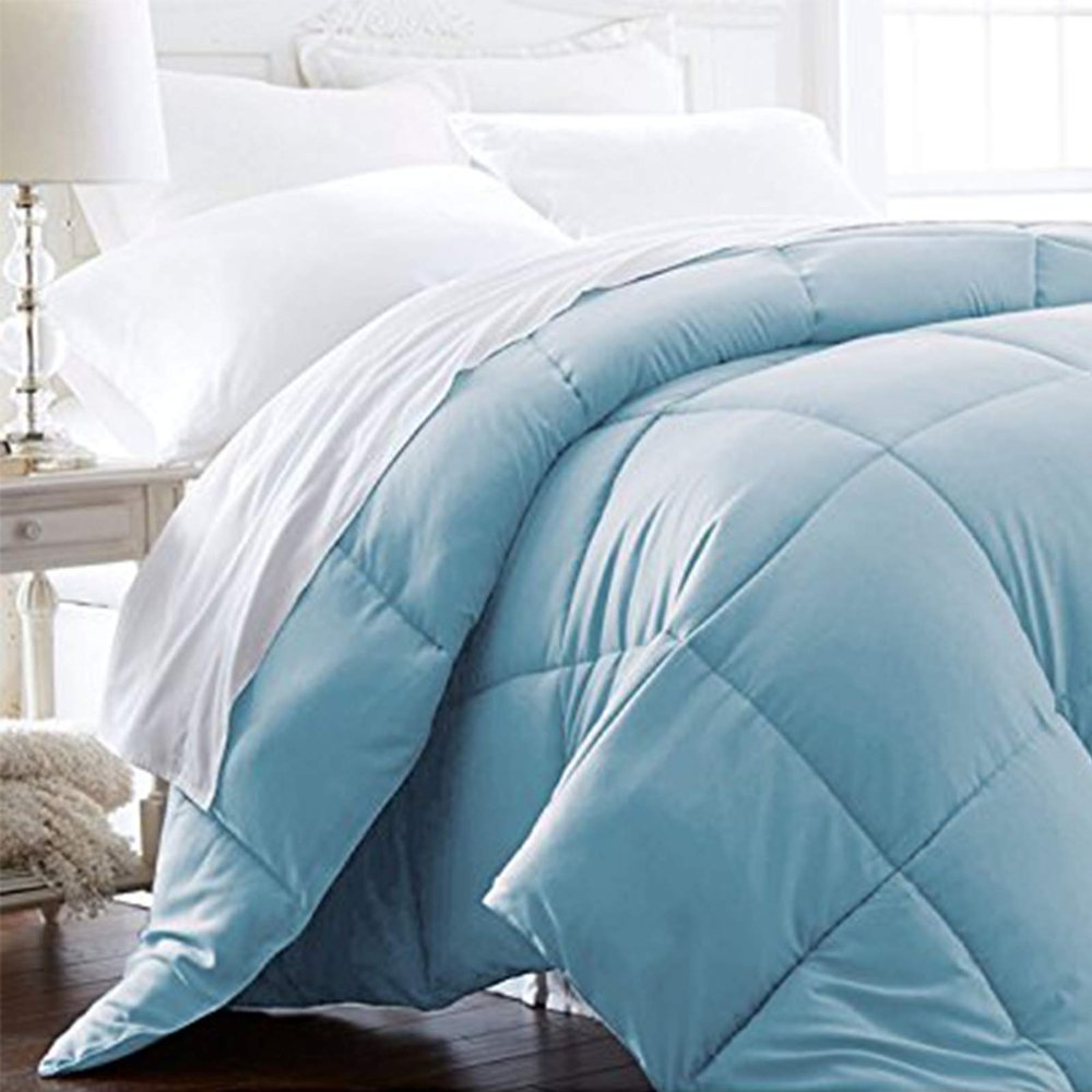 3 Piece Luxury Goose Down All Season Alternative Comforter Palatial King 120x98Hotel Quality Comforter Sky Blue