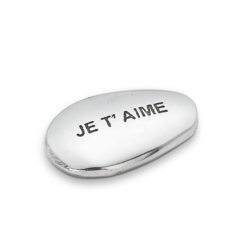 Abbott Collection 30-ALU-202 Engraved Pebble-Je T'Aime, Silver