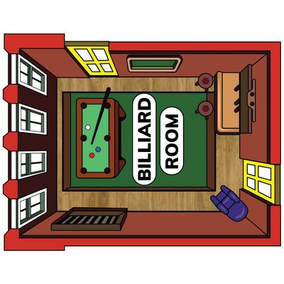 Vinyl Wall Decal: Billiard Room Clue Board Game - 28" x 28" Room Recreal Room 9 Ball 8 Ball Pool Snooker Room Bedroom Home Sticker Dcor