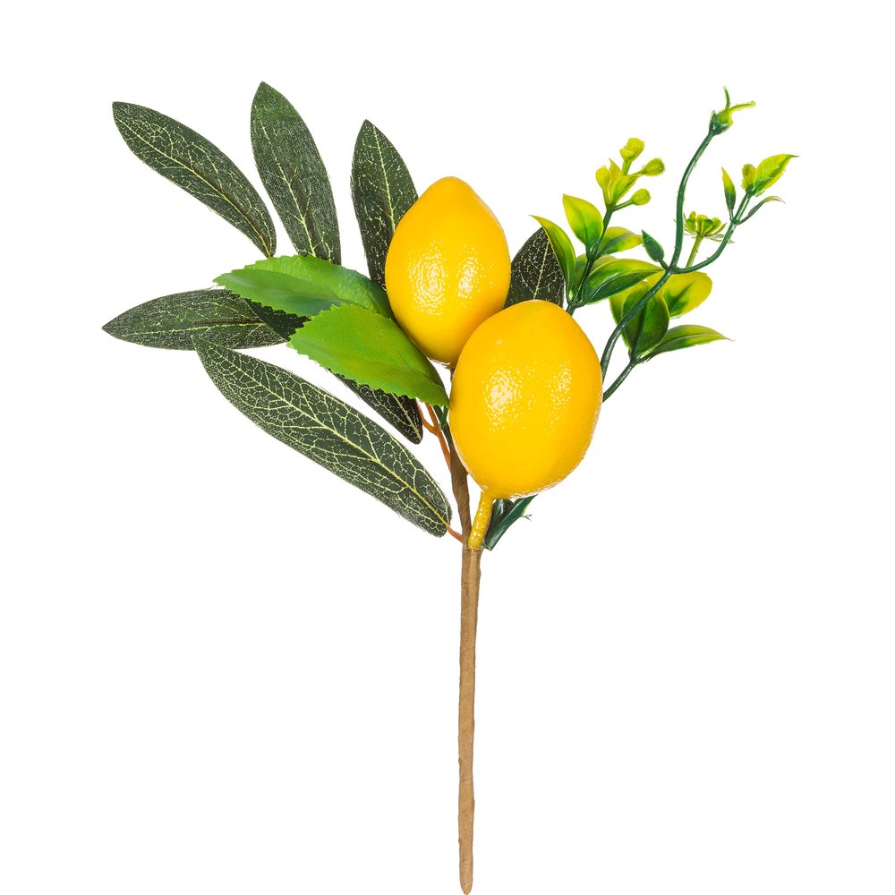 Abbott Collection 27-ZEST-233 Lifelike Lemon Floral Pick, Yellow/Green