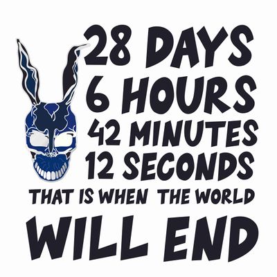 Vinyl Wall Decal: Donnie Darko Sci-Fi Thriller Movie Quotes | 28 Days 6 Hours 42 Minutes 12 Seconds That is When The World Will End - 20" x 28" Room Bedroom Home Sticker Dcor