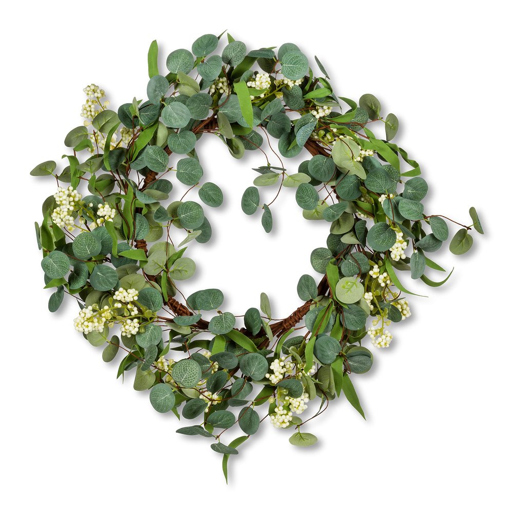 Abbott Collection 27-EUCALYPTUS-884 Eucalyptus & Flower Wreath, Green