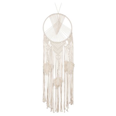 Abbott Collection 58-MACRAME-567 Round Macrame Wall Hanging, Ivory