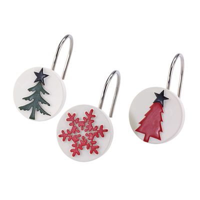 Avanti Linens - Shower Curtain Hooks, Resin Bathroom Accessories, Christmas Decorations, Set of 12 (Tis The Season Collection)