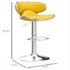 Roundhill Furniture Masaccio Velvet Upholstered Adjustable Swivel Barstool, Set of 2, Yellow view 2
