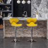 Roundhill Furniture Masaccio Velvet Upholstered Adjustable Swivel Barstool, Set of 2, Yellow view 3