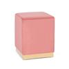Decent Home Ottoman Footrest, Soft Velvet Stool with Gold Base, Elegant Pink view 1