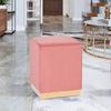 Decent Home Ottoman Footrest, Soft Velvet Stool with Gold Base, Elegant Pink view 2