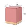 Decent Home Ottoman Footrest, Soft Velvet Stool with Gold Base, Elegant Pink view 3