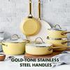 GreenPan Hard Anodized Healthy Ceramic Nonstick 10 Piece Cookware Pots and Pans Set, Gold Handle, PFAS-Free, Dishwasher Safe, Oven Safe, Sunrise Yellow view 3