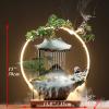 HSINYA Tabletop Buddha Water Fountains Indoor Water Fall with LED Light Zen Decor for Meditation with Mist Japanese Decor with Fake Plants Feng Shui Decoration for Good Luck Wealth view 2