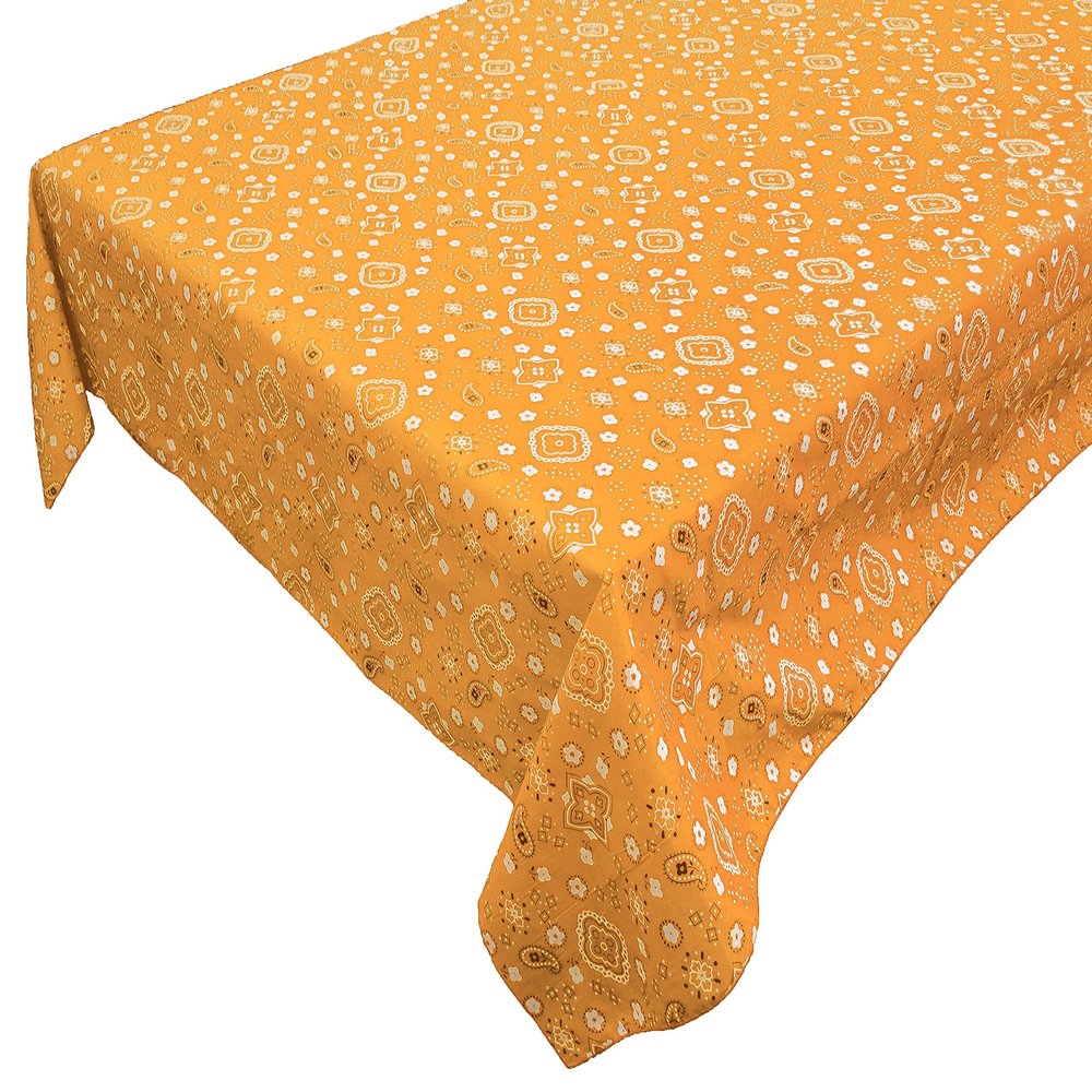 lovemyfabric Poly Cotton Bandanna Print Tablecloth for Dinner, Special Events Birthdays/Baby Shower Wedding/Bridal Showe (58" 120", Orange)