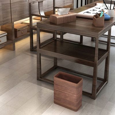 CL-ZZZ Waste Paper Bin Wooden No Cover Trash Can, Desk Bin Wood Eco-Friendly Waste Bin for Bedroom Living Room Bathroom Office Kitchen
