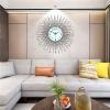 Clock Wall Clock for Living Room Decor, Non-Ticking Quiet Glass Dial Bling Silver Wall Clocks Decor for Bedrooms Kitchen and Space Decoration (24inch/26inch) view 2
