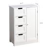 Noskatu Bathroom Cabinet Freestanding Storage Cupboard with 1 Adjustable Shelf 4 Drawer Cupboard Unit for Bathroom Kitchen Living Room White view 2