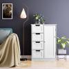 Noskatu Bathroom Cabinet Freestanding Storage Cupboard with 1 Adjustable Shelf 4 Drawer Cupboard Unit for Bathroom Kitchen Living Room White view 3