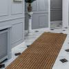 FREADEM Runner Rugs 4' x 26' Indoor Outdoor Carpet Runner, Area Rugs with Anti-Slip Rubber Backing for Aisle Hallway Balcony Garage Entryway Stair, Brown Stripe view 1