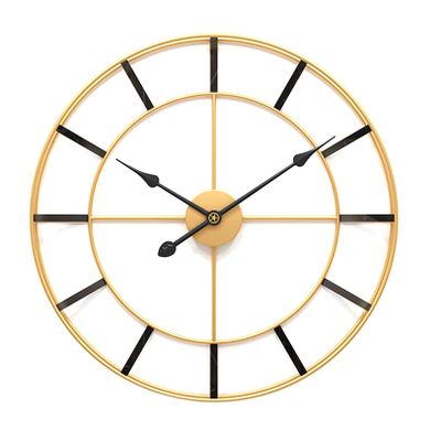 Clock Oversized Modern Nordic Wall Clock, Simplistic Luxury Metal Design, Silent Quartz Mechanism, Home Decor Clock for Home/Office (Gold)
