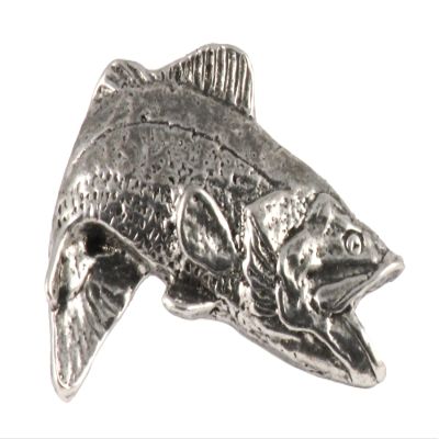 Handcrafted Antique Pewter Largemouth Bass Leaping Magnet Gift for Fishermen Home Office Lodge Lodge Refrigerator Whiteboard Locker - Made in United States - SKU F085MAG