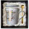 Best Teacher Appreciation Gift for Women Men - A Teacher Takes A Hand Opens A Mind Touches A Heart - Funny Valentines Graduation Retirement Gifts, 14Oz Grey Coffee Mug with Gold Print, Nice Gift Boxed view 1