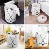 17-inch Laundry Hamper Foldable Laundry Basket, Minimalist Style Hockey Sticks Black Lines Waterproof Clothes Hamper for Bathroom Bedroom Living Room, Toy Baskets for Dollhouse view 4