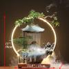 HSINYA Tabletop Buddha Water Fountains Indoor Water Fall with LED Light Zen Decor for Meditation with Mist Japanese Decor with Fake Plants Feng Shui Decoration for Good Luck Wealth view 2