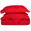 600 Thread Count Pure Egyptian Cotton 3-PCs Duvet Cover Set with Button Closure & Corner Ties Striped Pattren (Full/Queen, Red) Machine Washable & Long Lasting view 1