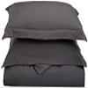 600 Thread Count Pure Egyptian Cotton 3-PCs Duvet Cover Set with Button Closure & Corner Ties Solid Pattren (Full/Queen, Dark Grey) Machine Washable & Long Lasting view 1