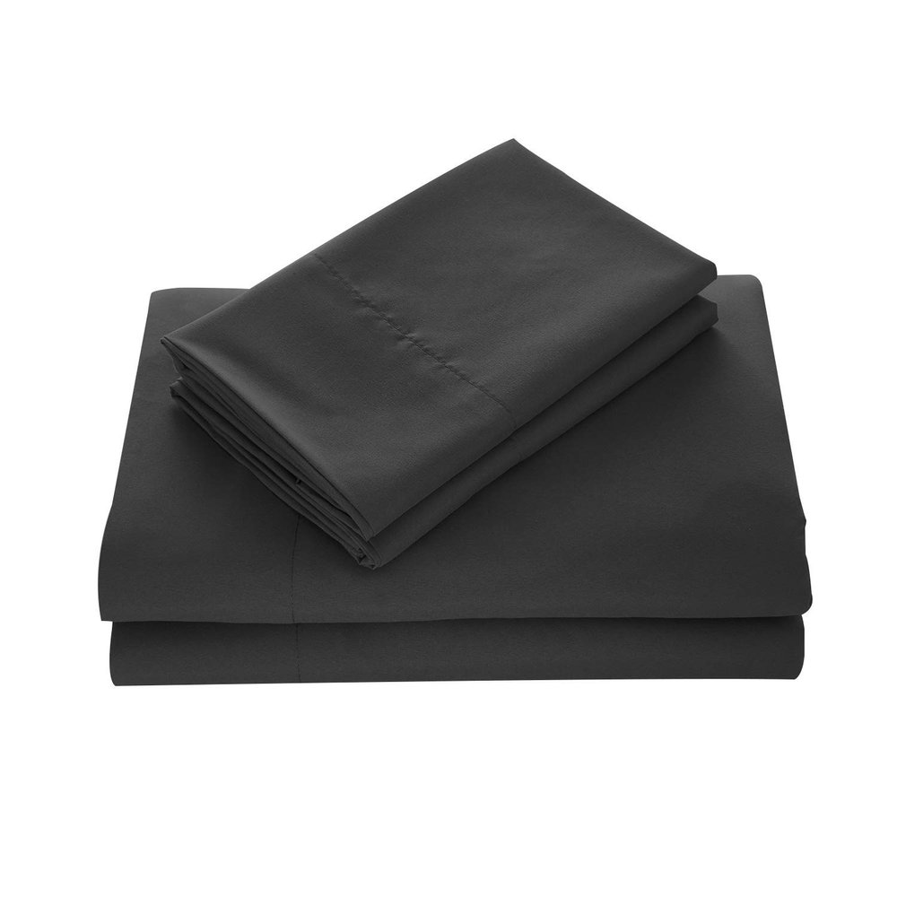 600 Thread Count Pure Egyptian Cotton 4-PCs Bed Sheet Set Fit Up 25-30" Deep Pocket Solid Pattren (Twin XL, Dark Grey) Machine Washable & Long Lasting
