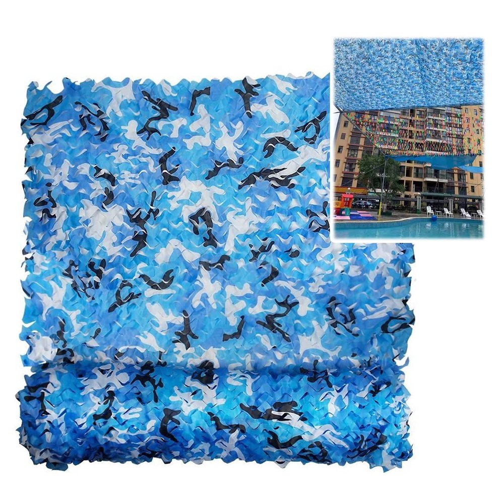 Sunscreen Camouflage Net, Military Hunting Camo Net, Outdoor Party Decoration, Pergola Garden Shade Net, Camouflage Netting Blue, 22m 35m 55m 33m 46m,Blue-4x5m(13.116.4ft)