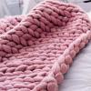 XWCG Chunky Knit Throw Blanket Handmade Giant Soft Thick Chunky Knitted Blanket Throw for Sofas Wool Blanket Knitted Blanket Throw Home Decor Gift,Pink,6060cm view 3