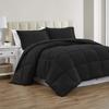 Queen/Full Size for All Season 100% Organic Cotton Yarns 500 GSM Fill Power Winter Warm Comforter Set Soft and Breathable Lightweight Box Stitched Design Comforter with 2 Pillowcases Black view 1