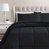 Queen/Full Size for All Season 100% Organic Cotton Yarns 500 GSM Fill Power Winter Warm Comforter Set Soft and Breathable Lightweight Box Stitched Design Comforter with 2 Pillowcases Black view 2
