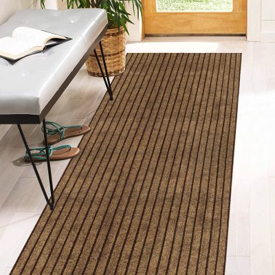 2' x 30' Runner Rugs with Rubber Backing, Indoor Outdoor Utility Carpet Runner Rugs, Stripe Brown, Can Be Used as Aisle for The RV and Boat, Laundry Room and Balcony