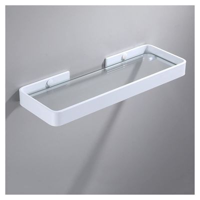 ZTBH Bathroom Divider 20cm/25cm/30cm/35cm/45cm Corner Glass Shelf, Square Bathroom Glass Shelves Bathroom Hardware Sets (Color : 20cm White)