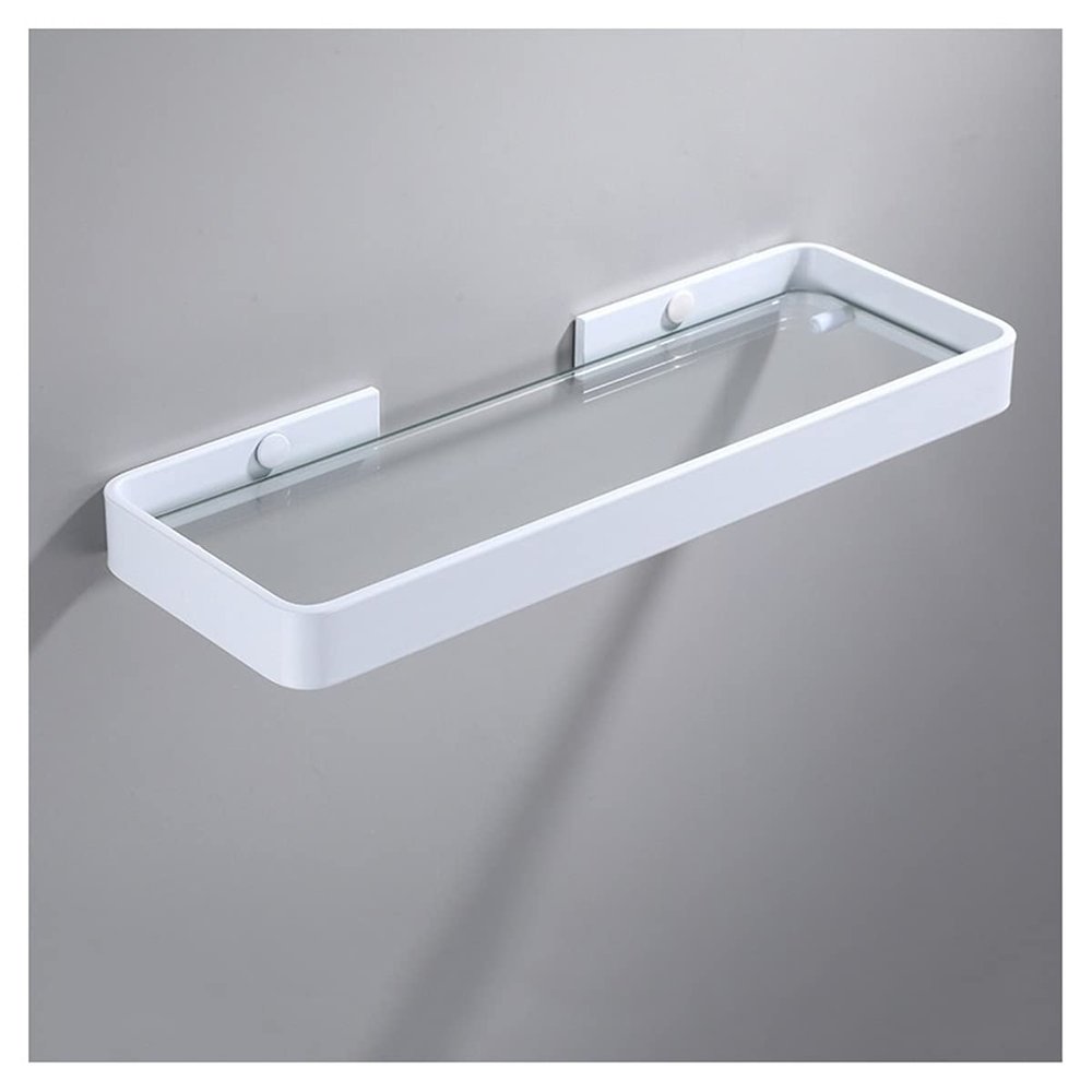 ZTBH Bathroom Divider 20cm/25cm/30cm/35cm/45cm Corner Glass Shelf, Square Bathroom Glass Shelves Bathroom Hardware Sets (Color : 20cm White)