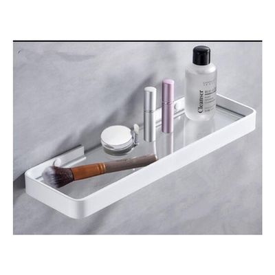 ZTBH Bathroom Divider Bathroom Shower Shelf, with Bar Glass Shelf, Bathroom Corner Shelf Wall Mounted Storage Holder Bathroom Hardware Sets (Color : 50cm White)