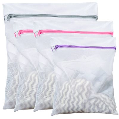 Mesh Laundry Bags for Delicates, Lingerie Wash Bag, Bra Bag for Washing Machine, Blouse, Hosiery, Stocking, Underwear Bag-4Pack, 1 Small, 2 Medium, 1 Large