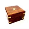 Antique Nautical Square Sundial Engrave Compass 3" Brass Navigation Compass with Wooden Box view 4