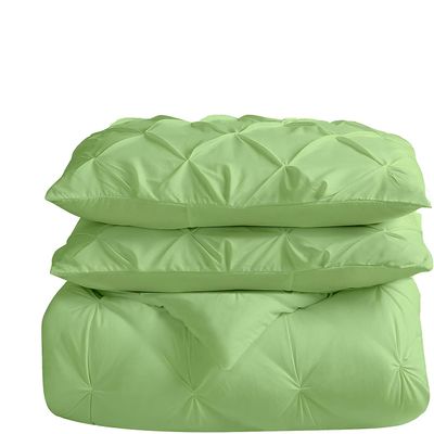 Wega Linen Cotton All Season Quilted 5-Piece Pinch Plated Comforter Set Oversized King (116'' x 98 '') Sage Green